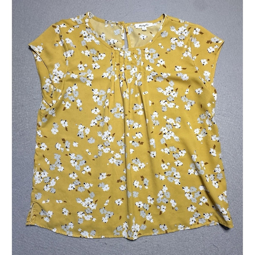 Monday Fun Floral Print Blouse L Short-Sleeve Lightweight For Women